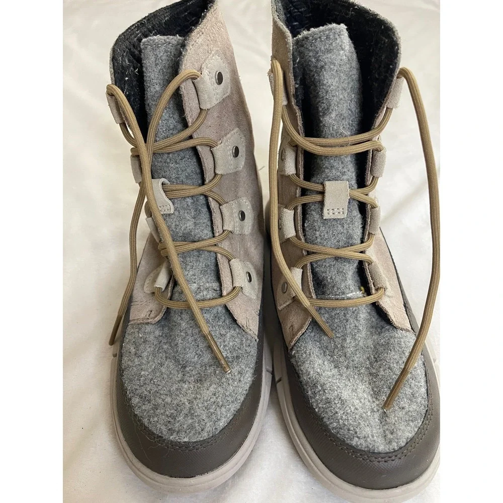 Sorel Explorer II Joan Waterproof Boots Taupe Felt Womens 8